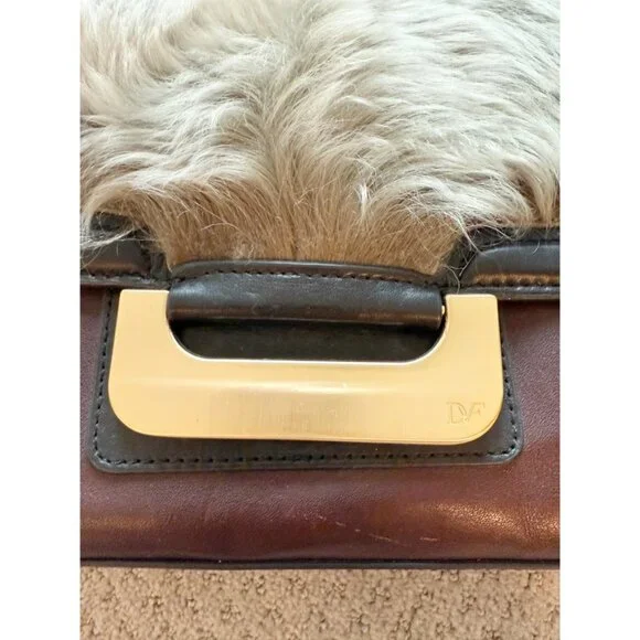 DVF Diane Von Furstenberg Faux Fur Charlotte Harper Leather Shoulder Bag - Picture 3 of 14
